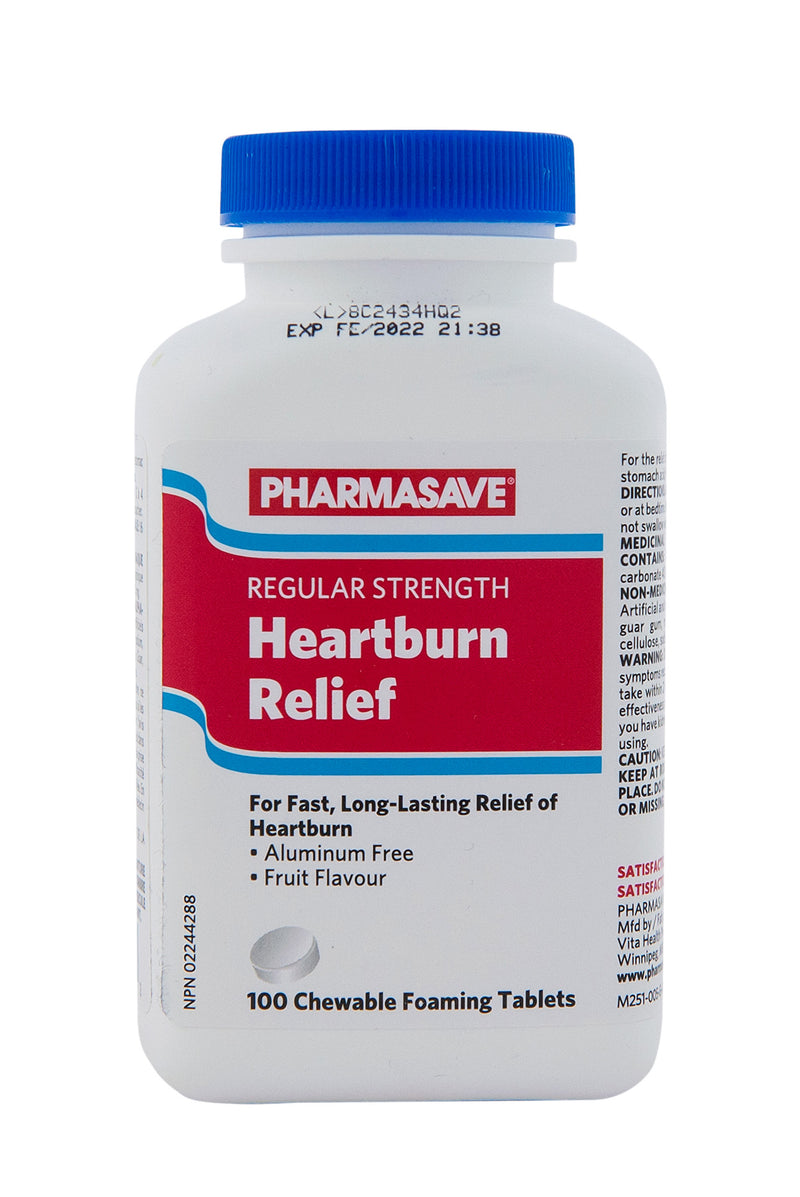 Pharmasave Heartburn Relief Fruit Flavour 100 Chewable Tablets Simpsons Pharmacy