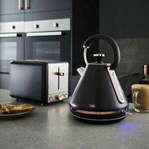 Tower Cavaletto Black Rose Gold Kettle And 2 Slice Toaster Set