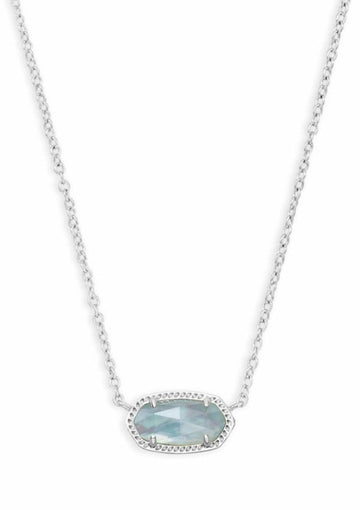 Kendra Scott Elisa Necklace Rhodium Emerald Cats Eye Fabtique Clothing