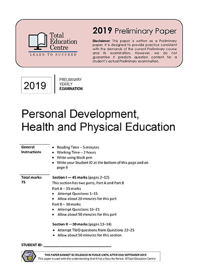 2019 Preliminary Yr 11 Pdhpe Total Education Centre