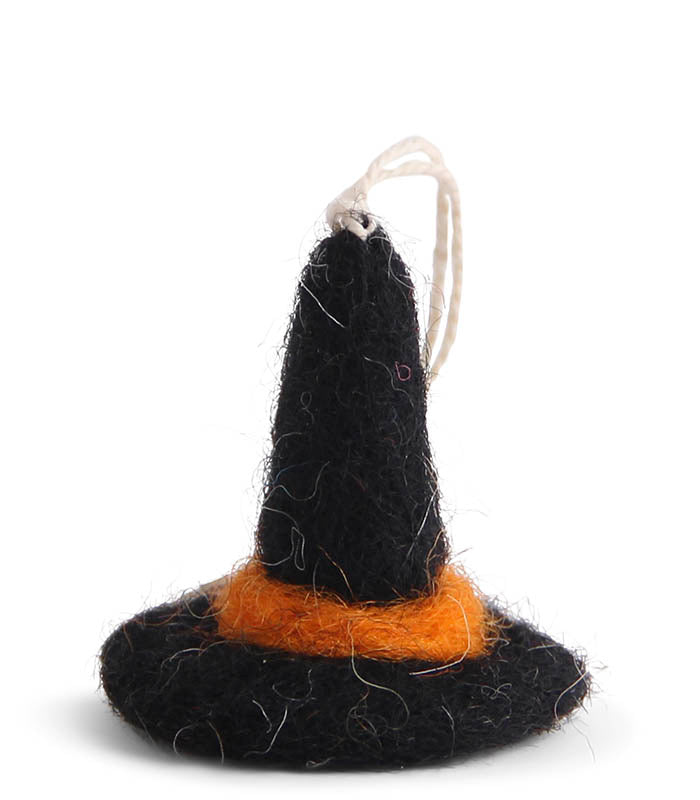 Felt Witch Hat Ornament Orange Set Of 3 Nordic Den