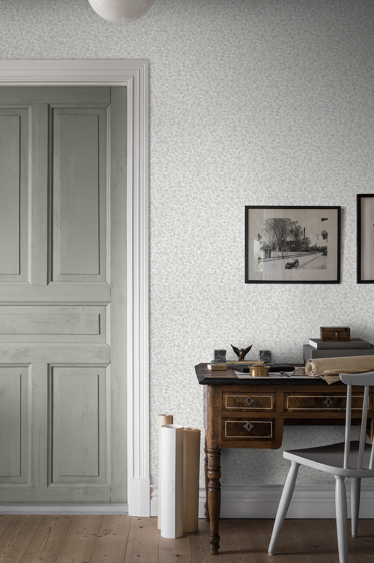 Floral Wallpaper Hazel Light Gray Summer Gray