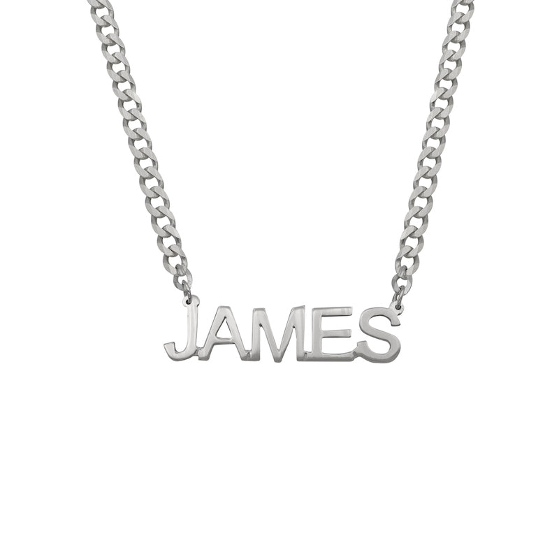 Boys Block Name Necklace With Curb Chain Ari Lia