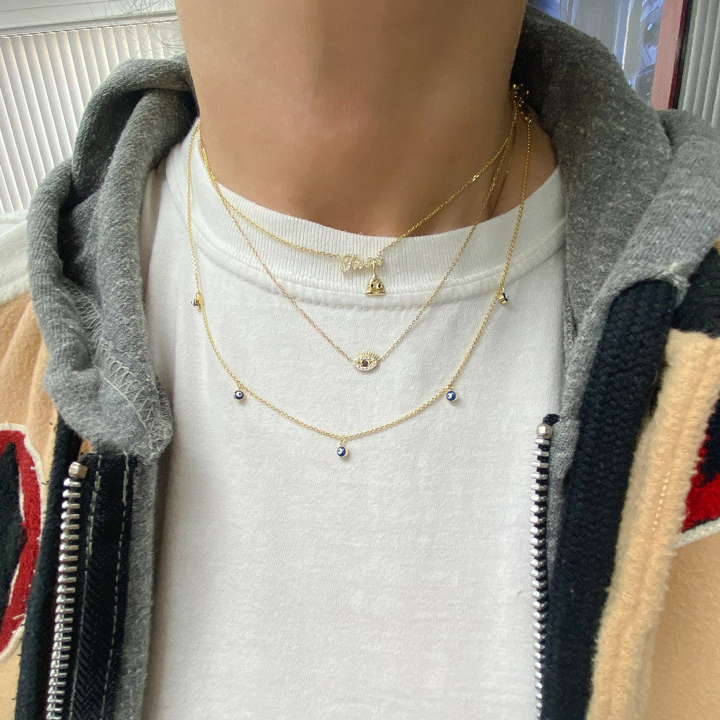 14k Gold Diamond Evil Eye With Lashes Necklace Xs Size Nana Bijou