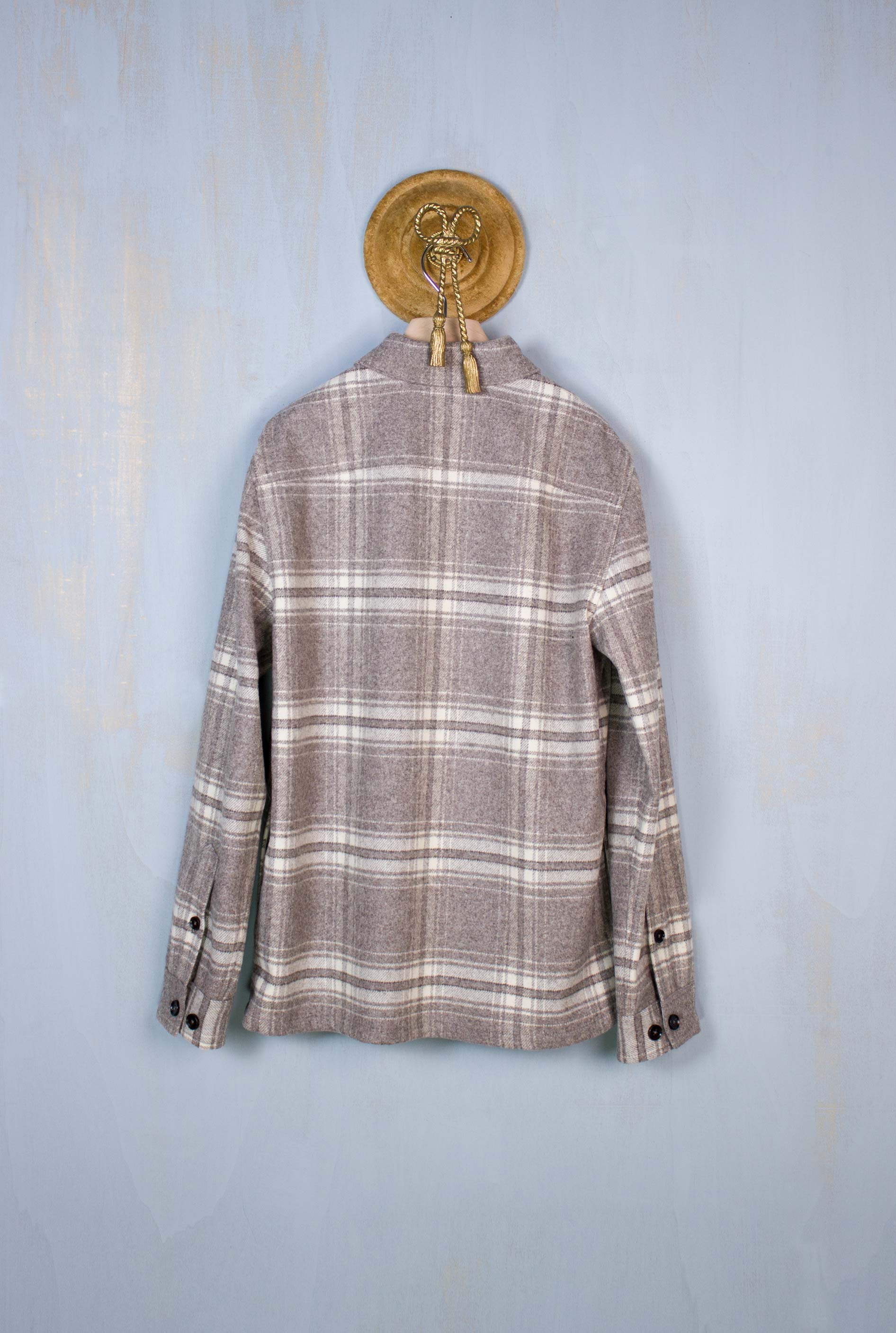 Paoloni Uomo Giacca Camicia Tartan Greige Galax Sarzana Galaxsarzana