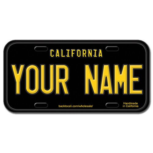 Special Custom Wooden License Plate Ecom Black And Yellow Back To Cali Usa