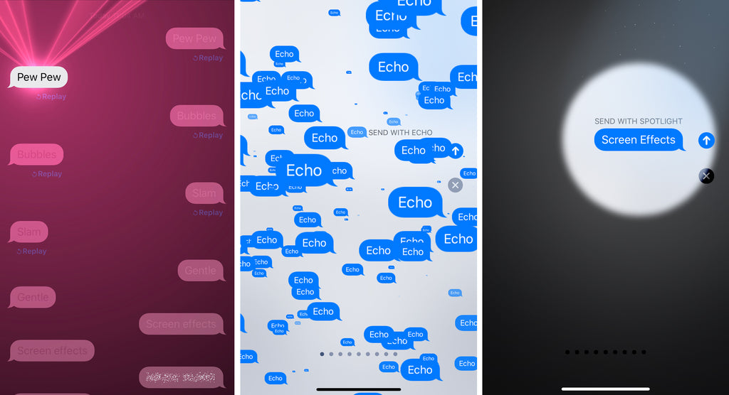 How Can I Send Pew Pew Other Screen Effects On My Iphone