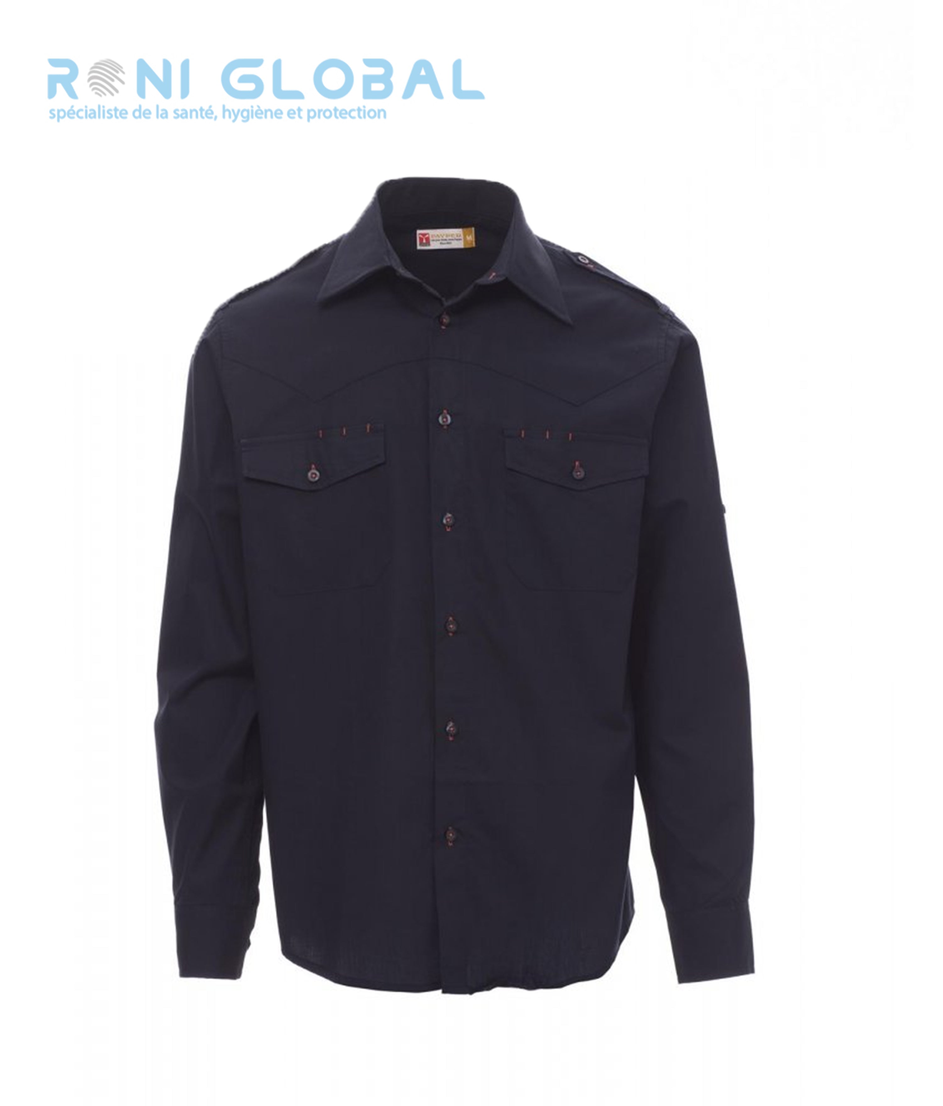 Chemise De Travail Homme Manches Longues Coupe Droite En Coton 2 Poch