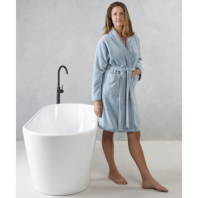 Dames Badjas Lang Badstof Lichtblauw Casa Dormi