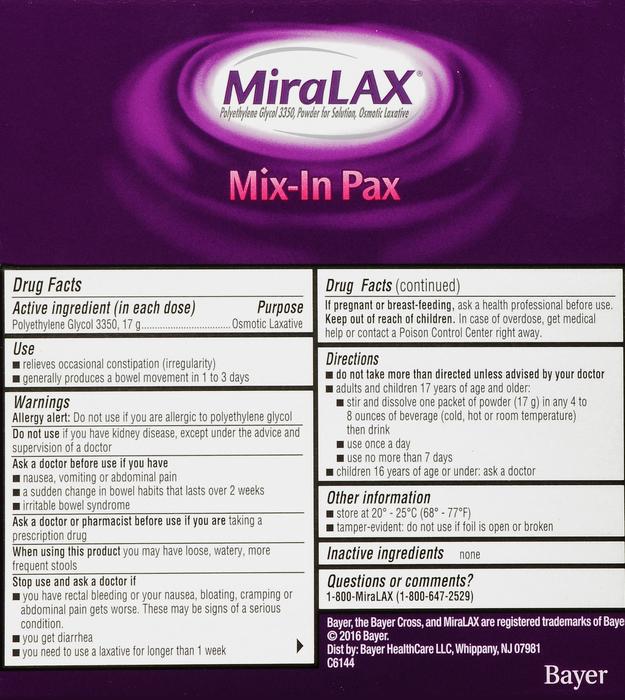 Miralax Single Dose Packet Powder 10 Count Silver Rod Pharmacy