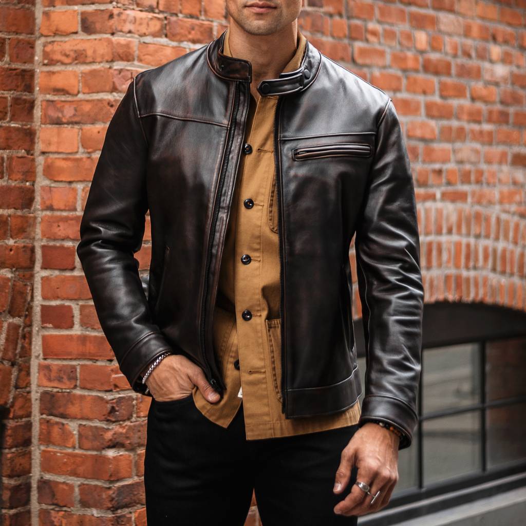 Men S Leather Jackets Moto Flight Varsity Thursday Boot Company