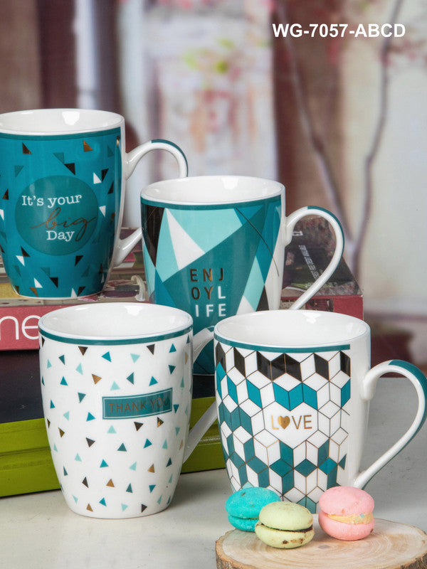 White Gold Large Coffee Mug Set Set Of 4pcs Good Homes