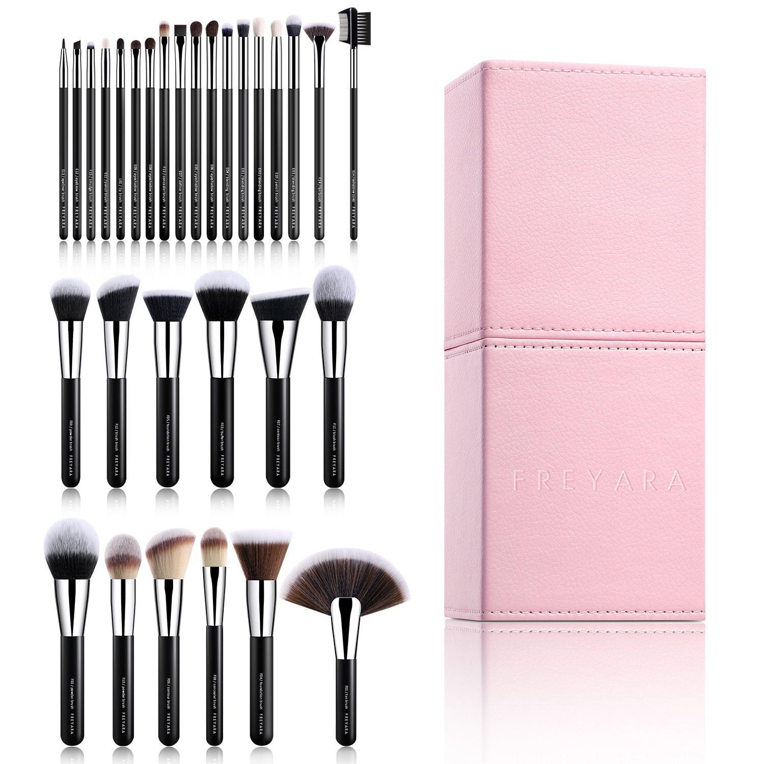 Freyara 30pz Set Di Pennelli Per Trucco Professionale Nero Con Porta Rosa Freyara Italia
