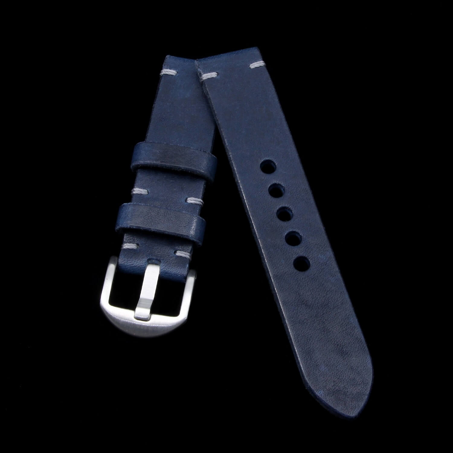 Leather Watch Strap Vintage 407 Dark Blue For Apple Watch Cozy Handmade