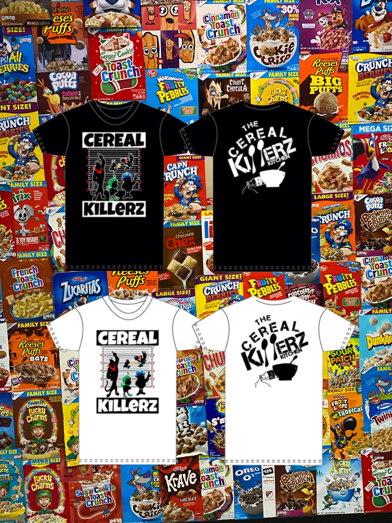 Cereal Killerz Line Up Wall T Shirt The Cereal Killerz Kitchen