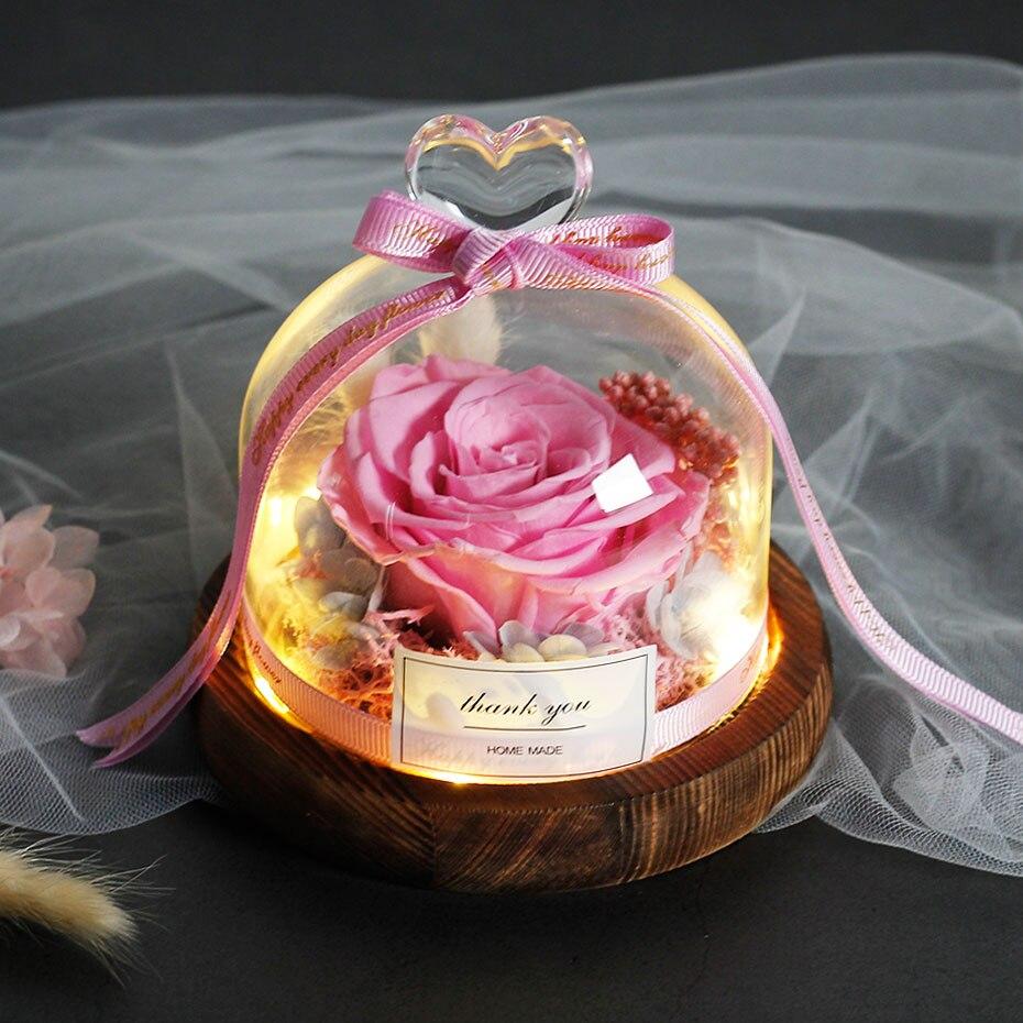 Vrai Rose Eternelle Sous Cloche Rose Elle