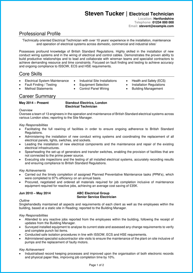 Electrician Cv Example Writing Guide Get Noticed