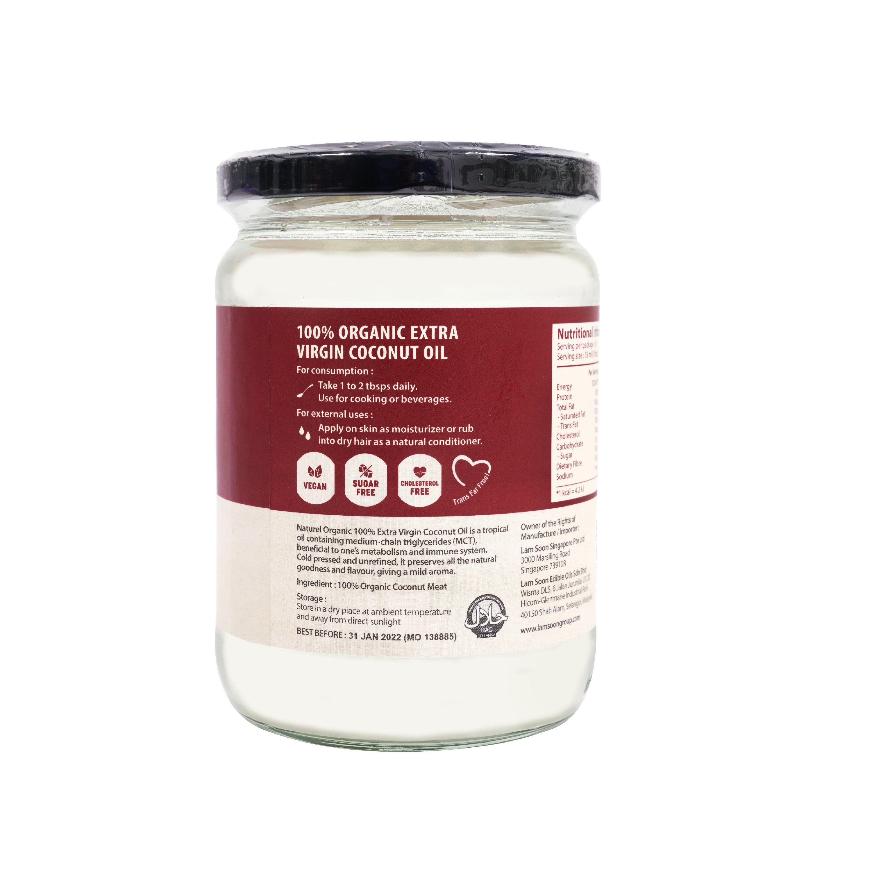 Naturel Organic Extra Virgin Coconut Oil 500ml Grocery Owl Singapore