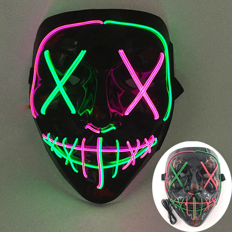 Halloween Mask Led Light Up Mask Cosplay Costume With Neon Wire Our Tidy Home