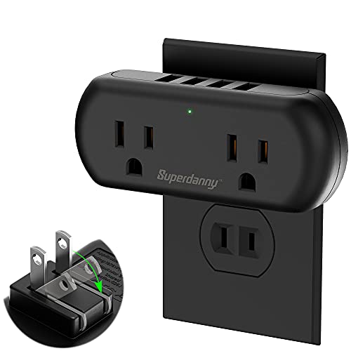 Multi Plug Outlet Extender With 2 Ac Outlets And 4 Usb Port Superdanny