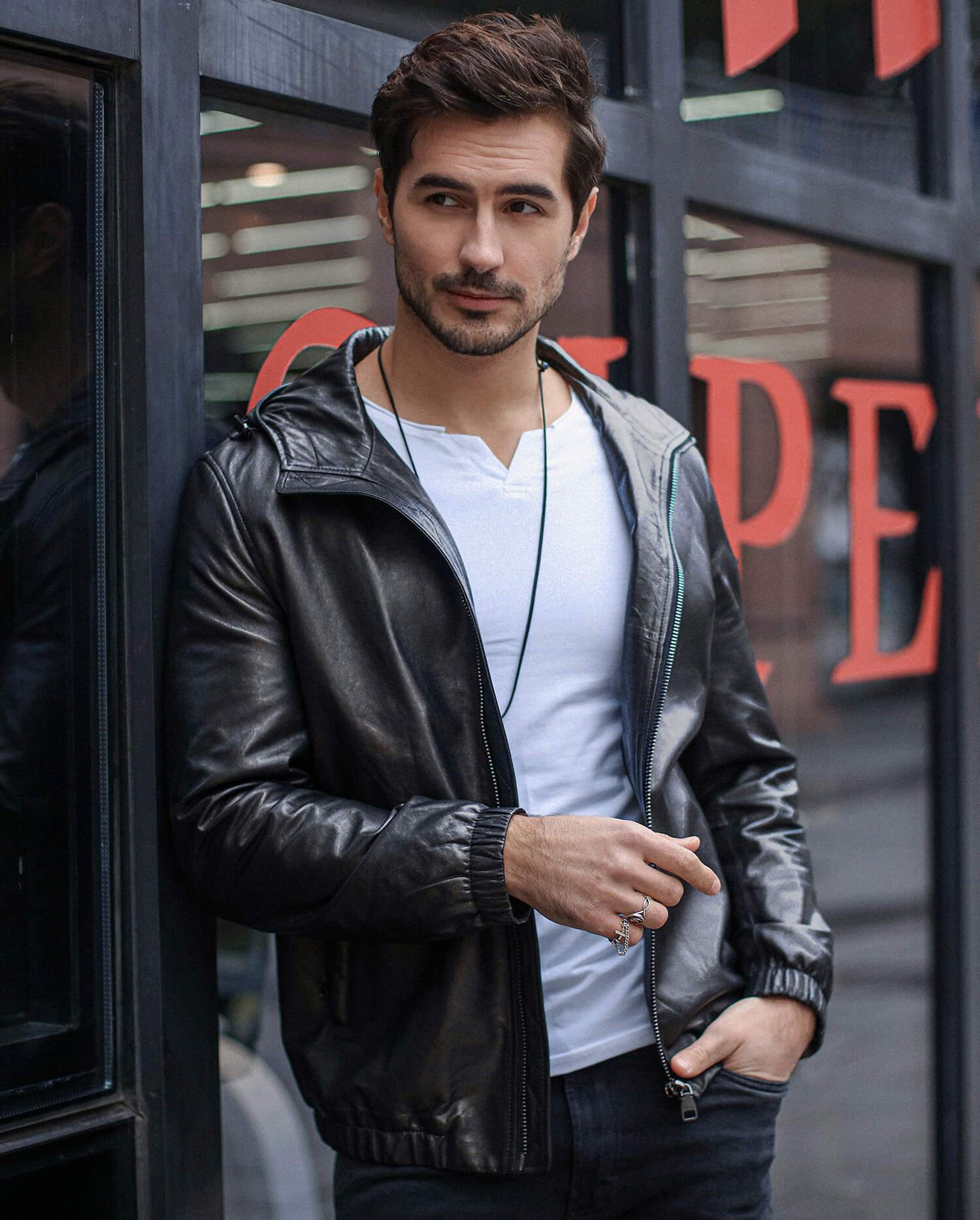 Men S Leather Bomber Jackets Air Force Jackets Palaleather Uk Tagged Hooded