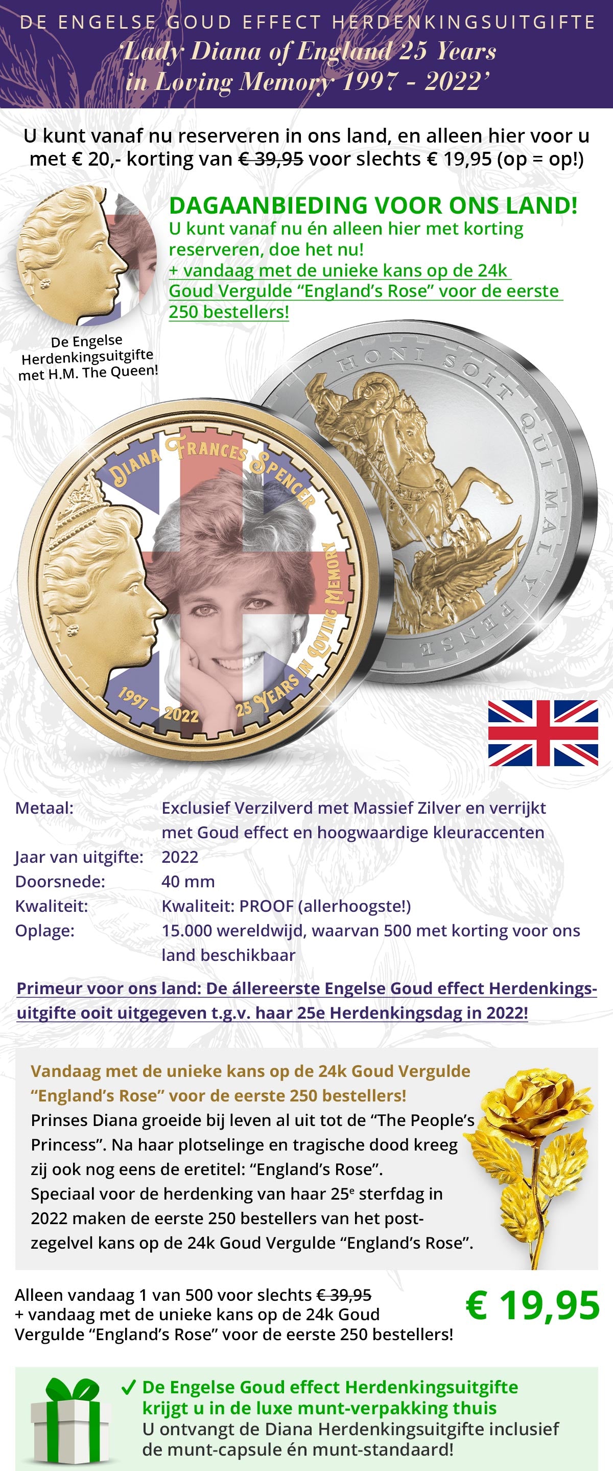 Munt British Royalty 43 Diana Fb Edel Collecties