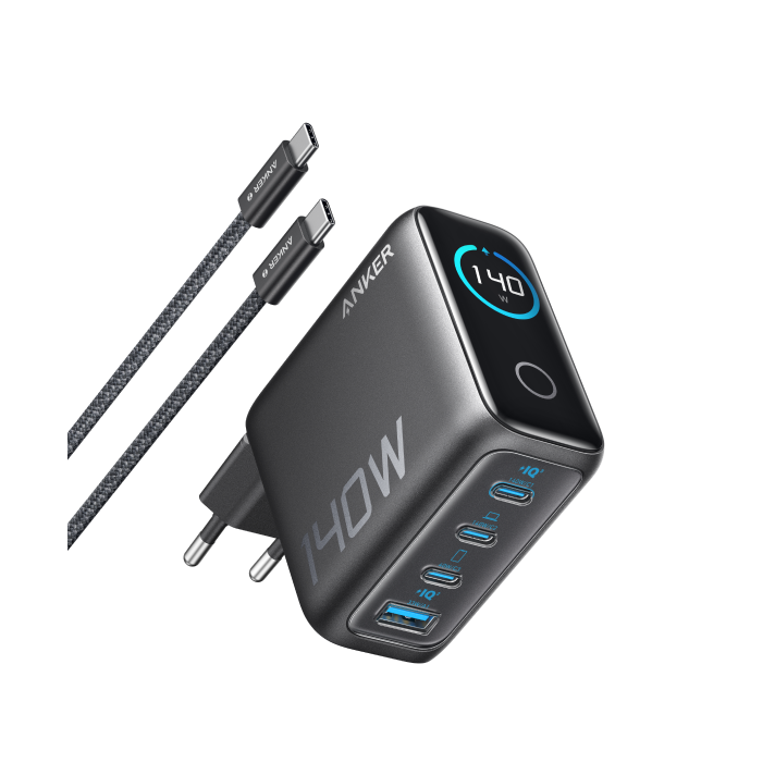 Anker Ladegerät (140W, 4-Port, PD 3.1) mit USB-C Kabel