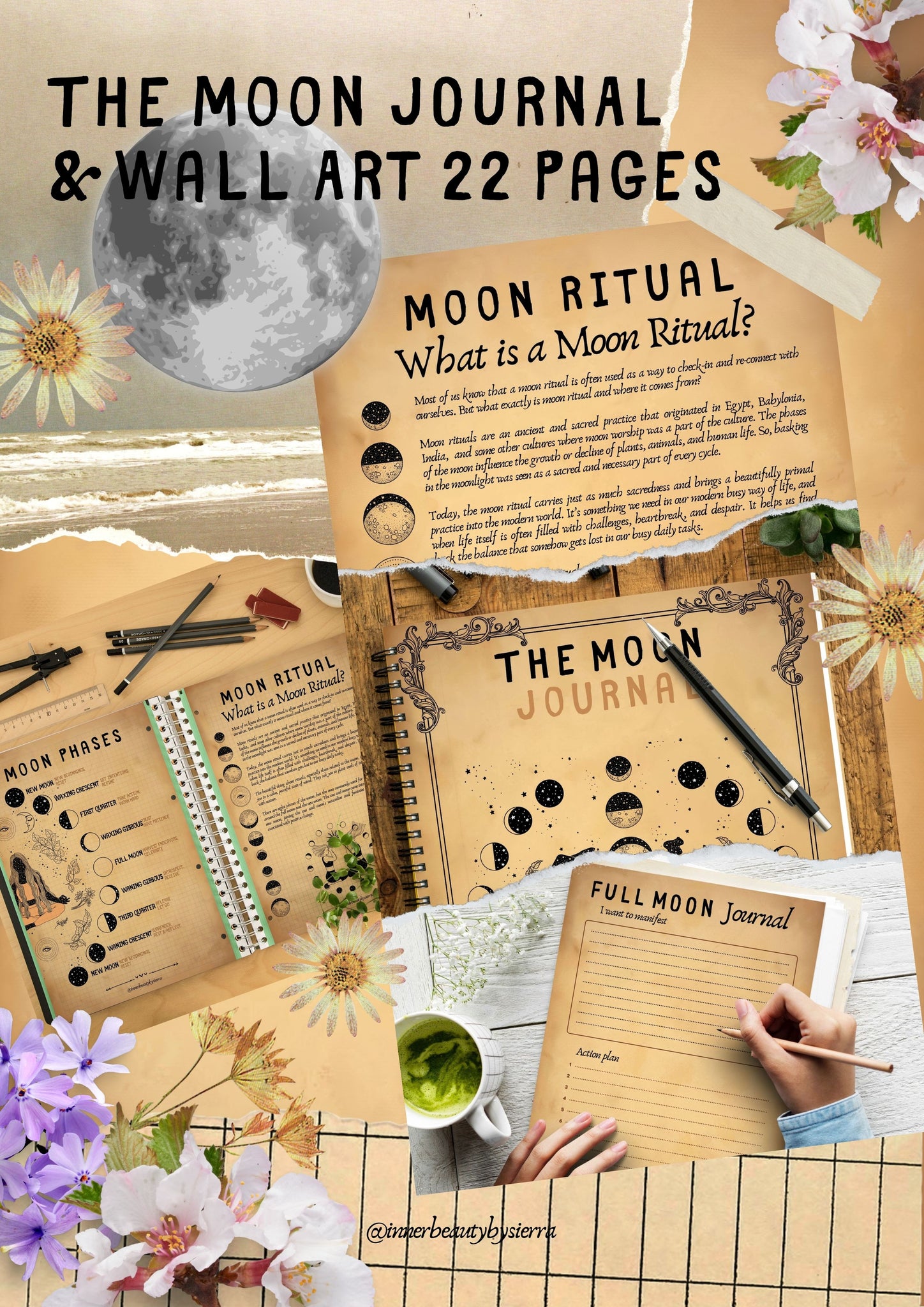 Moon Journal Wall Arts 22 Pages Pdf Vintage Edition Inner Beauty By Sierra