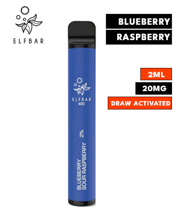 Blueberry Sour Raspberry Elf Bar 600 Disposable Vape Device London Vape House