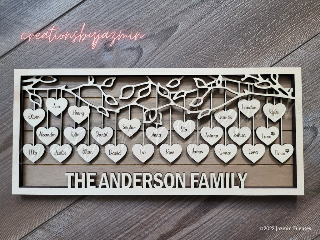 Mother S Day Gift Wooden Family Tree Name Sign Gift For Mom With Ch Creationsbyjazmin