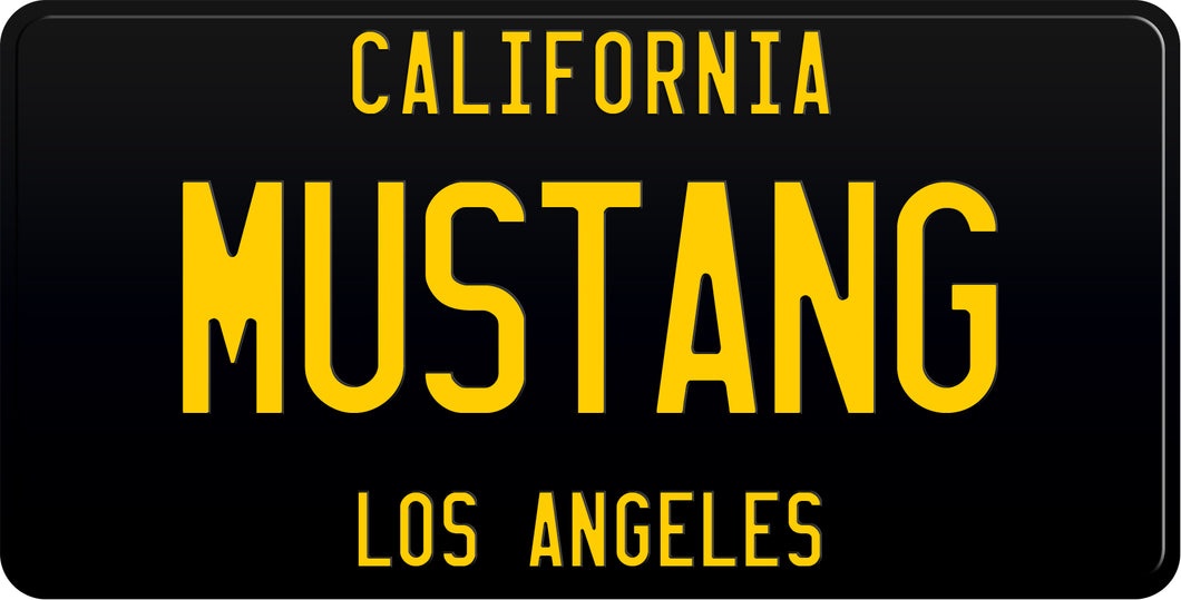 Black California License Plate In Two Lines Black With Yellow Text 6