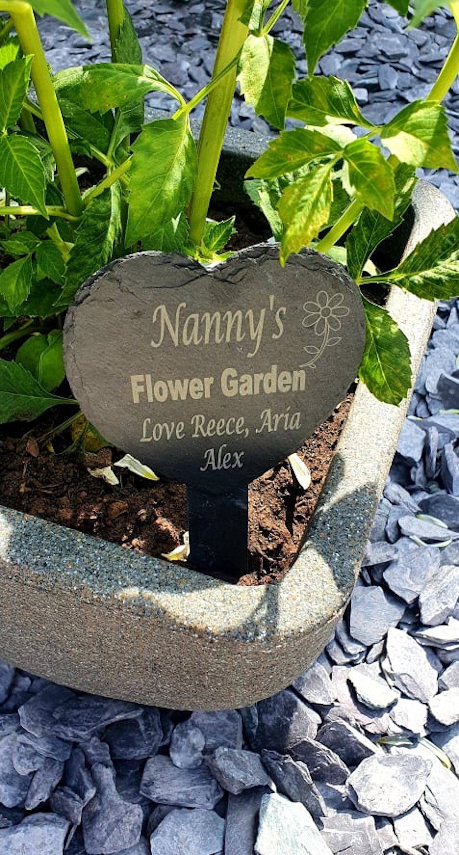 Personalised Slate Garden Planter Sign Lasergiftsuk