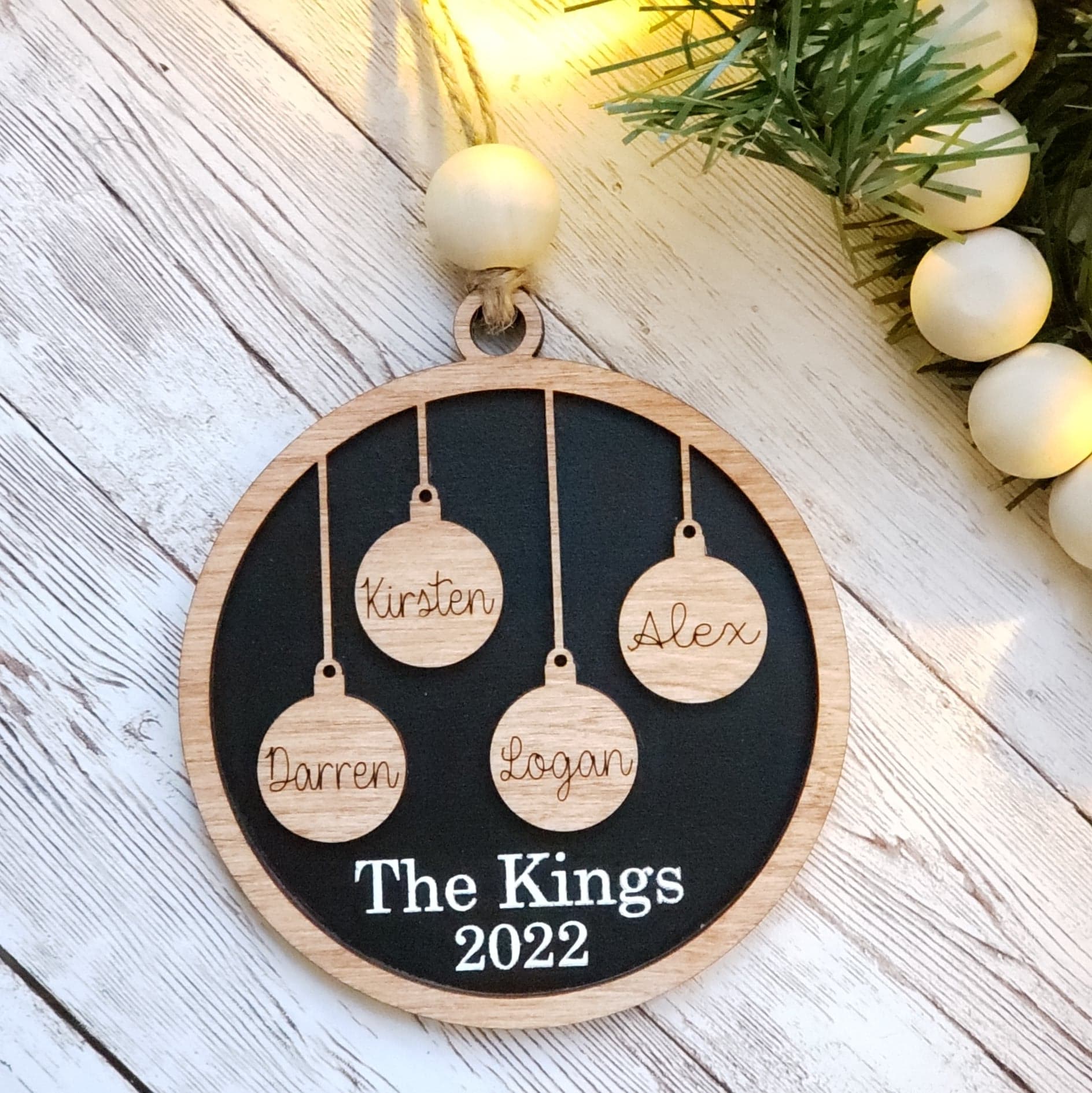 Personalized 2022 Family Ornament Custom Ornament Black And Natura Farmhouse Adjacent