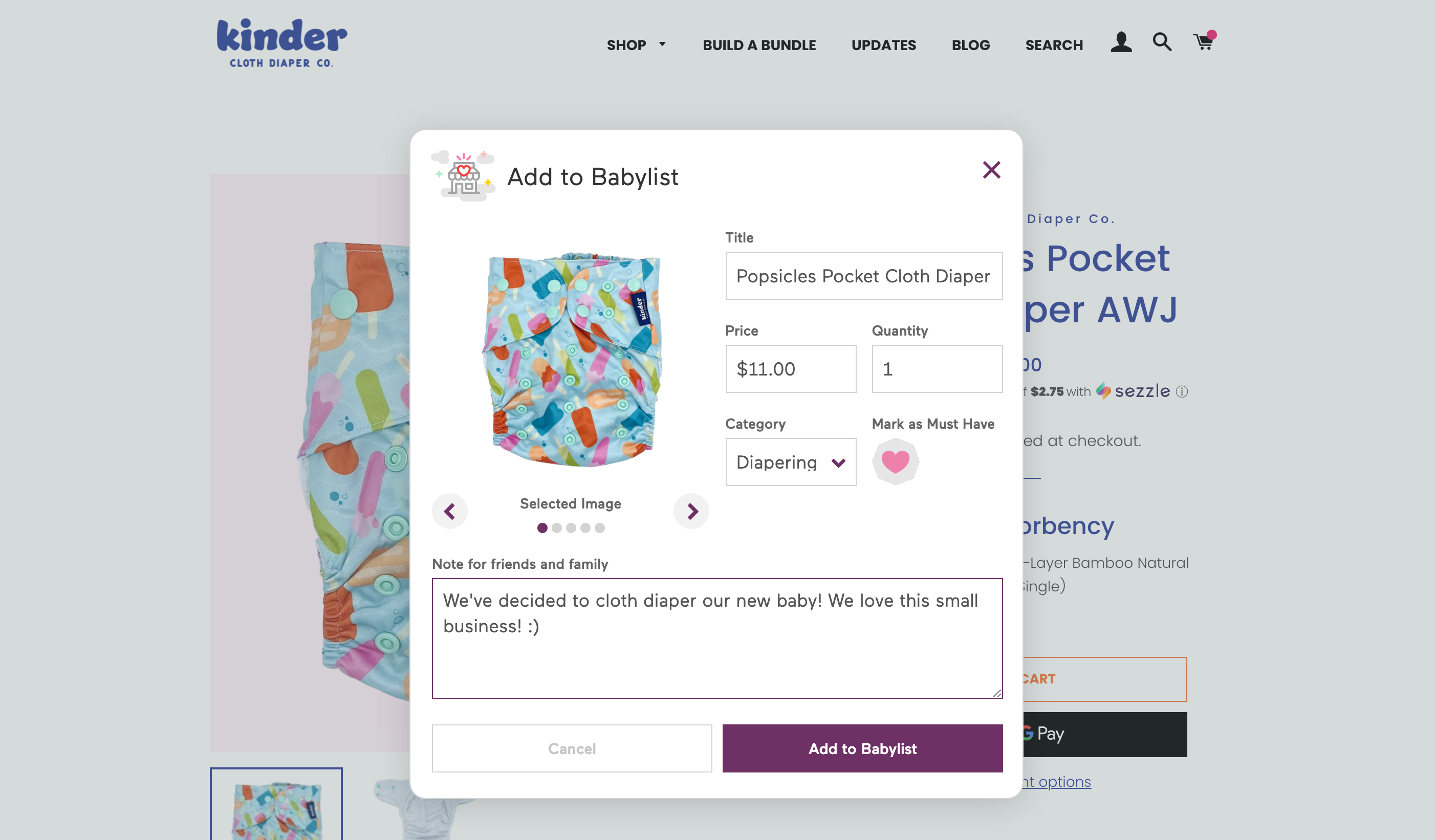 Add Us To Your Babylist Registry Kinder Cloth Diaper Co
