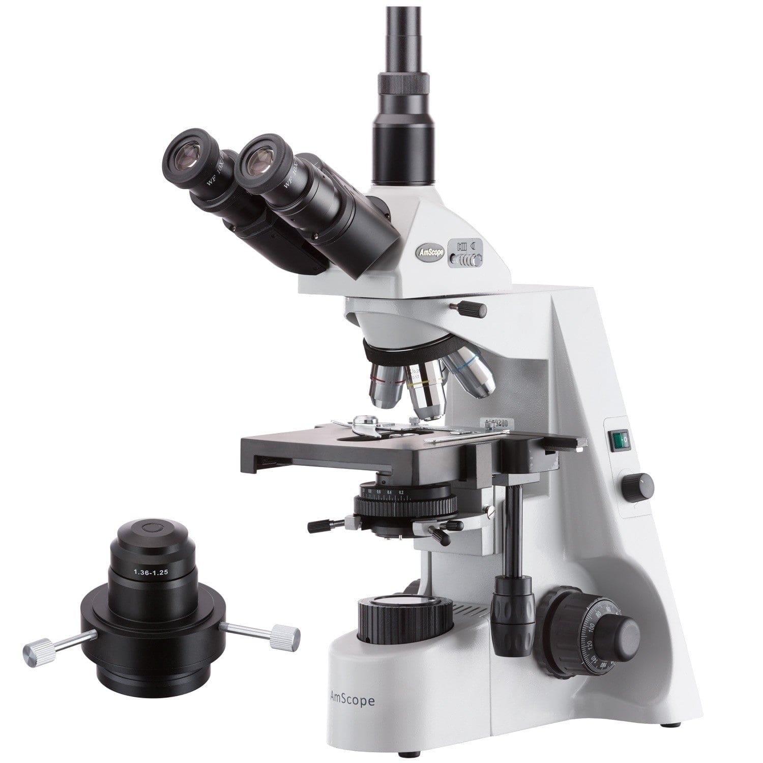 20w Halogen Trinocular Darkfield Microscope W Oil Condenser Optional Amscope