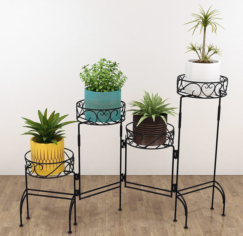 Black 4 Tier Metal Plant Stand Modern Planter Stand For Balcony And Garden Amaze Shoppee Online Furniture Store