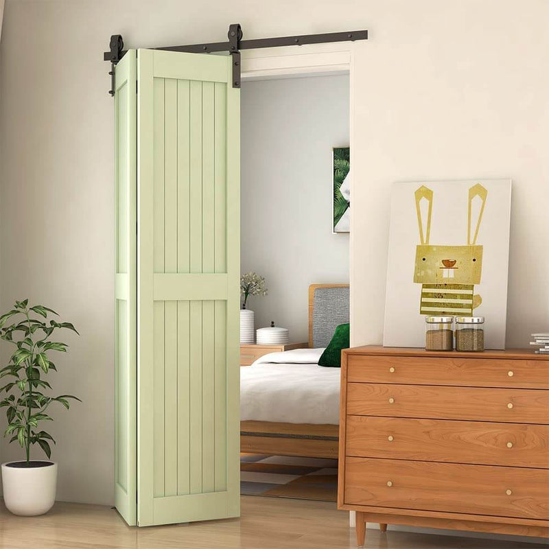 Bi Folding Sliding Barn Door Hardware Track Kit Unique Design Saves S Ccjh Shop