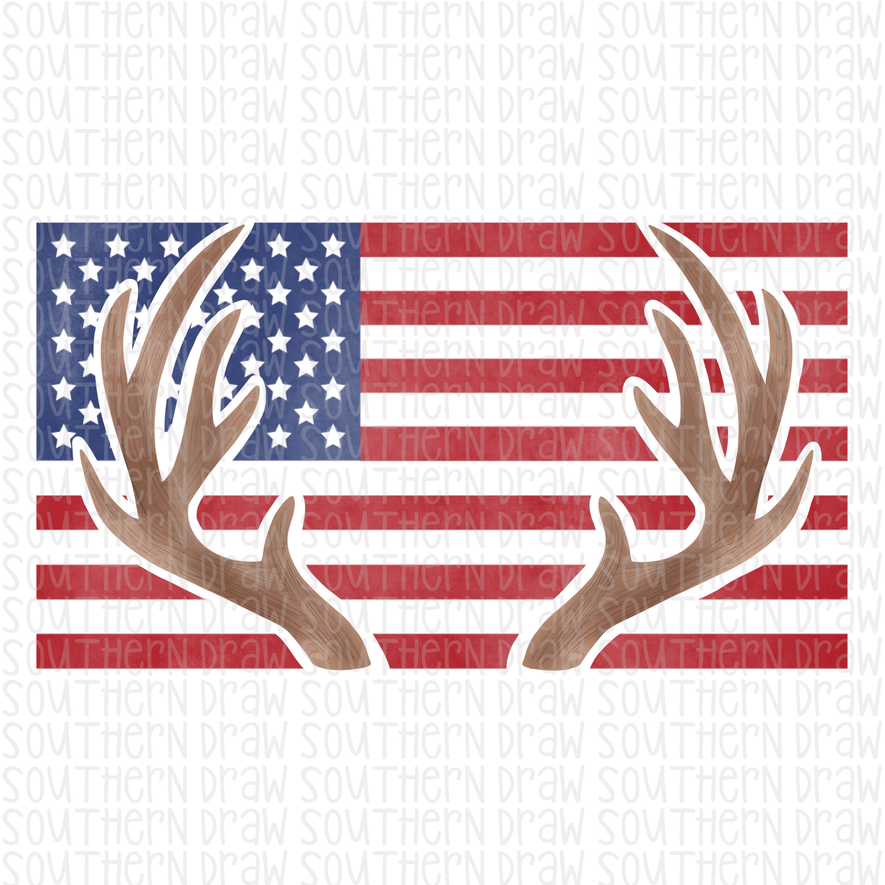 American Flag Deer Southern Draw Digital Designs
