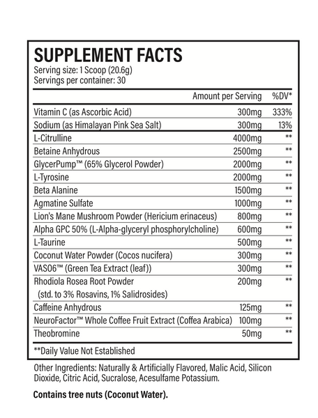 Limited Edition Vertex Supplement Facts Ascend Fit Co