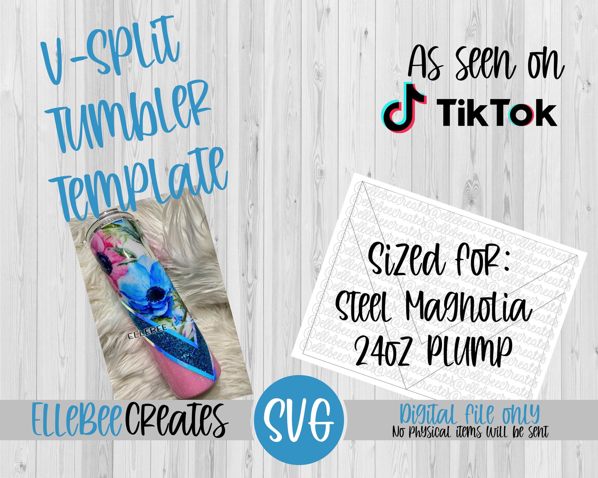 V Split Tumbler Template 24oz Plump Hydrofit Steel Magnolia Ellebee Creates