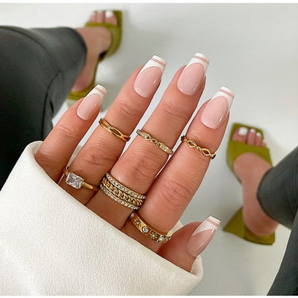 Kiara Sky Acrylic Press On Nails Modern French Kiara Sky Professional Nails Uk