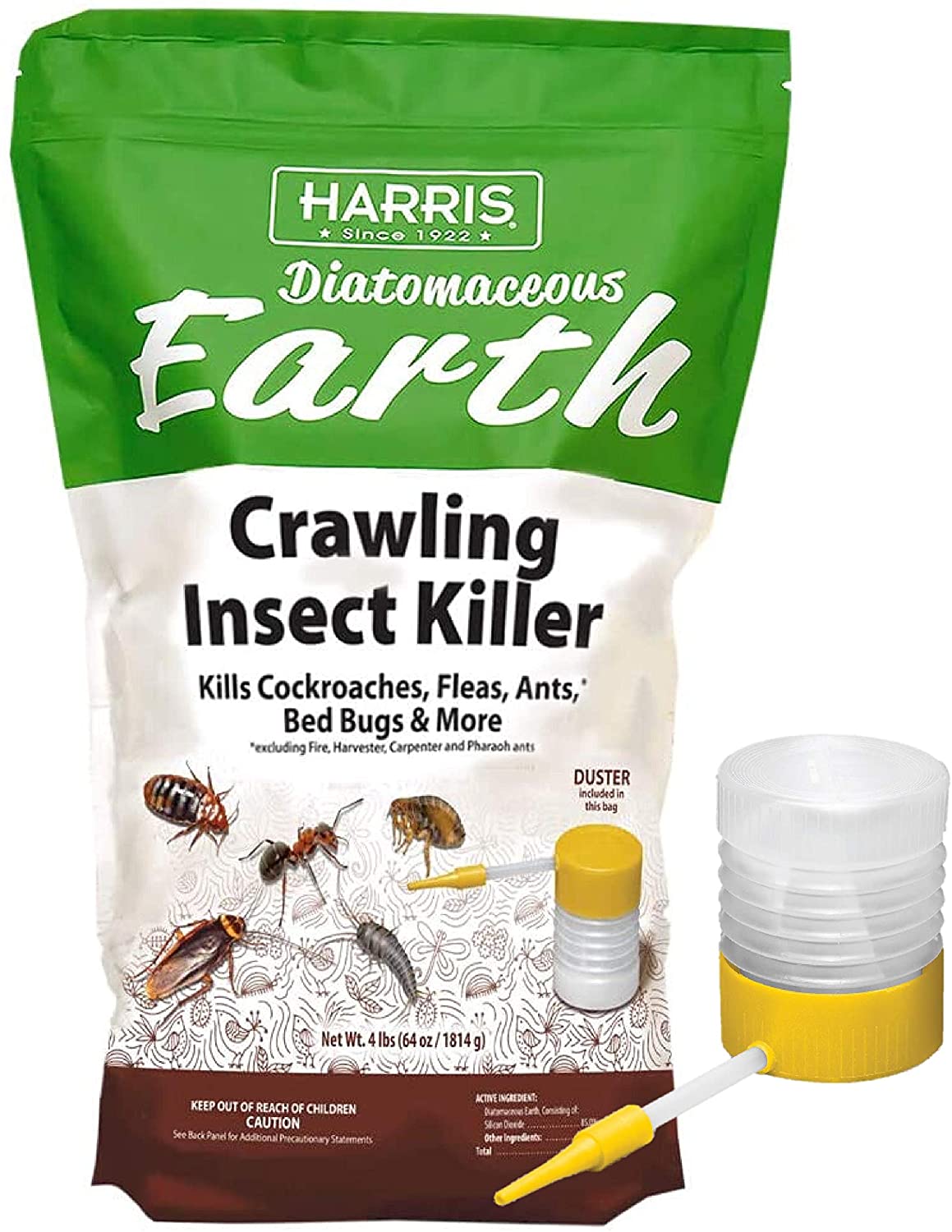 Harris Diatomaceous Earth Crawling Insect Killer 4 Lb With Puffer Pf Harris