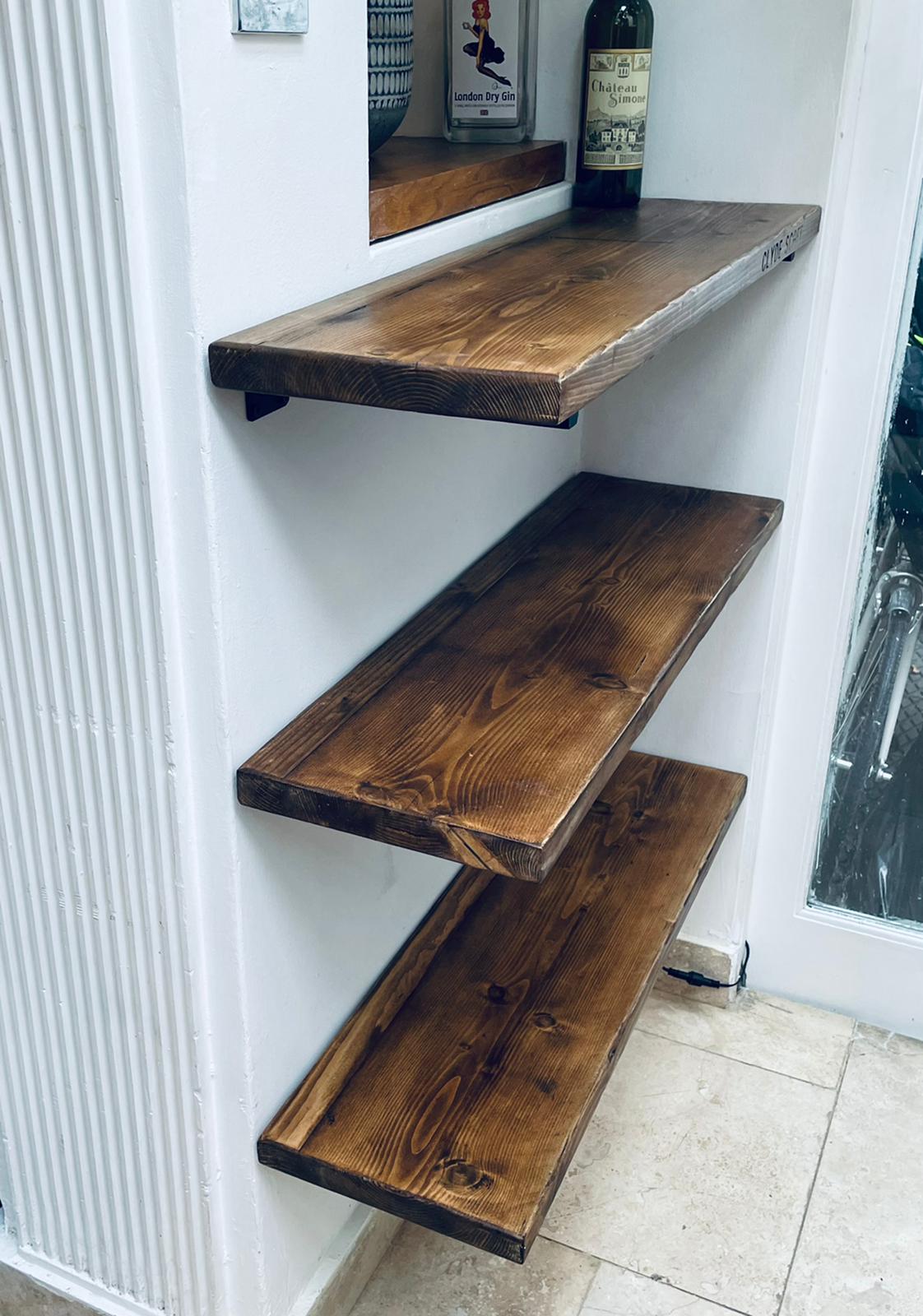 Rustic Scaffold Board Shelf With Brackets The Old Scaff Co