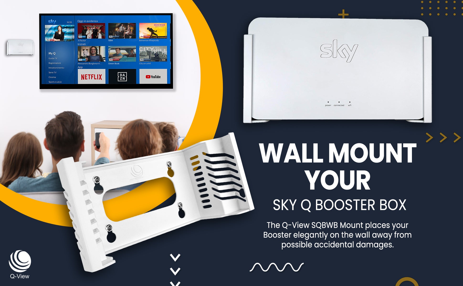 Latest Sky Q Booster Wall Mount Bracket White Chigwell Satellite