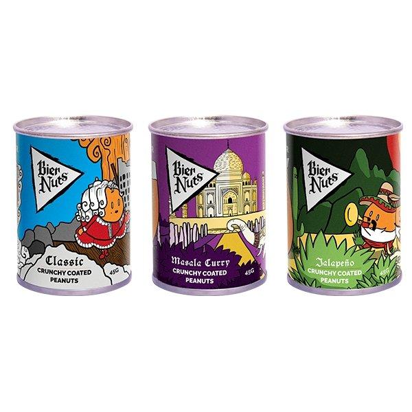 Bier Nuts Mixed Case Of 28 Cans Premium Crunchy Coated Peanuts Bier Company