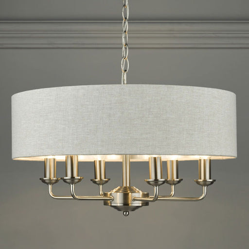 Laura Ashley Sorrento Brushed Chrome 6 Light Armed Ceiling Light With Castle Lighting