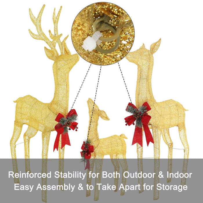 Pre Lit 3 Piece Deer Family Set Outdoor Christmas Decoration Woodmonts