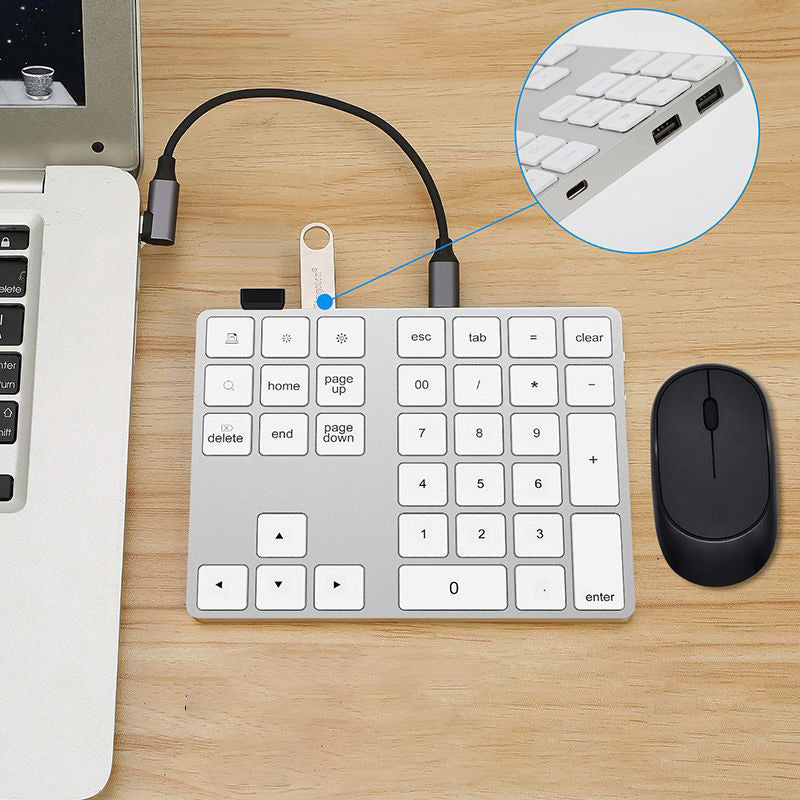 Bluetooth Numeric Keypad Rechargeable Aluminum 34 Key Number Pad Slim Ahpoon