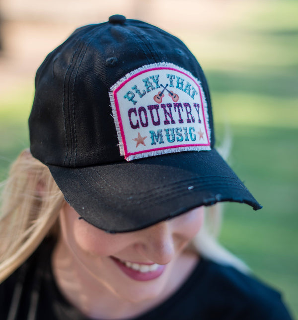 Play That Country Music Distressed Trucker Hat Frisco Mercantile