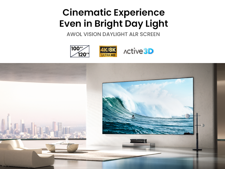 AWOL Vision Daylight ALR Screen providing a cinematic experience even in bright daylight.